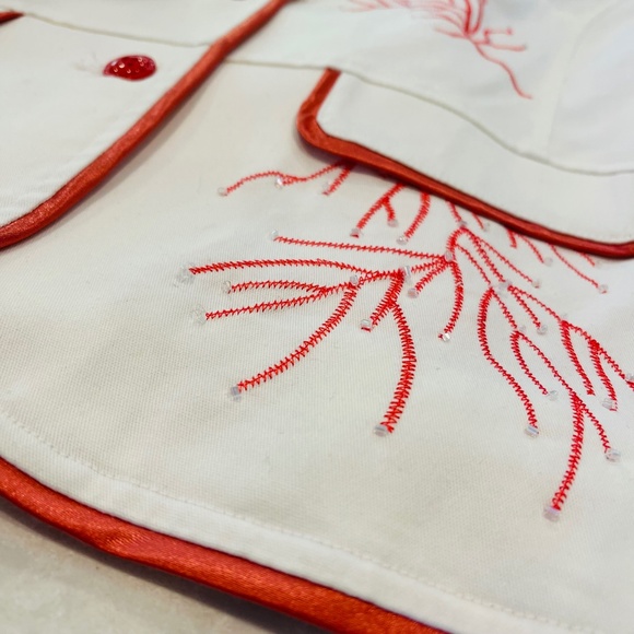 Crisp White Coral Beaded Blazer by Christine Philippé California - Size 12 - Picture 3 of 8